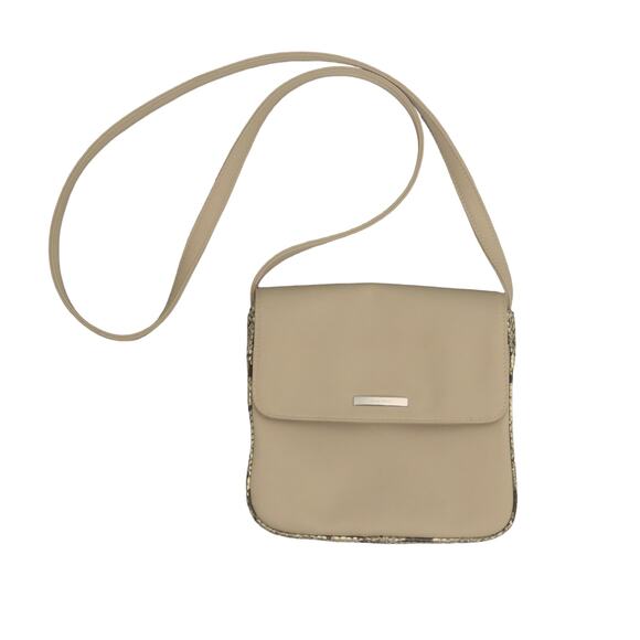 Y2k Vintage Nine West Beige Snakeskin Pattern Square Crossbody Bag - Picture 2 of 10